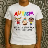 Autism Seeing The World From A Different Angle Cartoon T-Shirt thumb 3