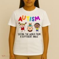 Autism Seeing The World From A Different Angle Cartoon T-Shirt thumb 4