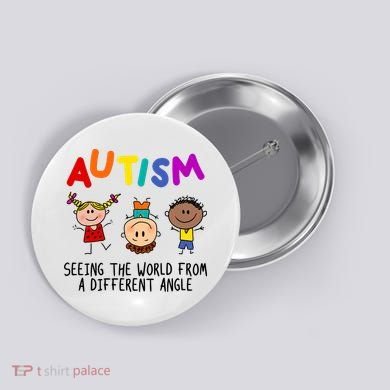 Autism Seeing The World From A Different Angle Cartoon Button