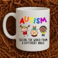 Autism Seeing The World From A Different Angle Cartoon Coffee Mug thumb 2