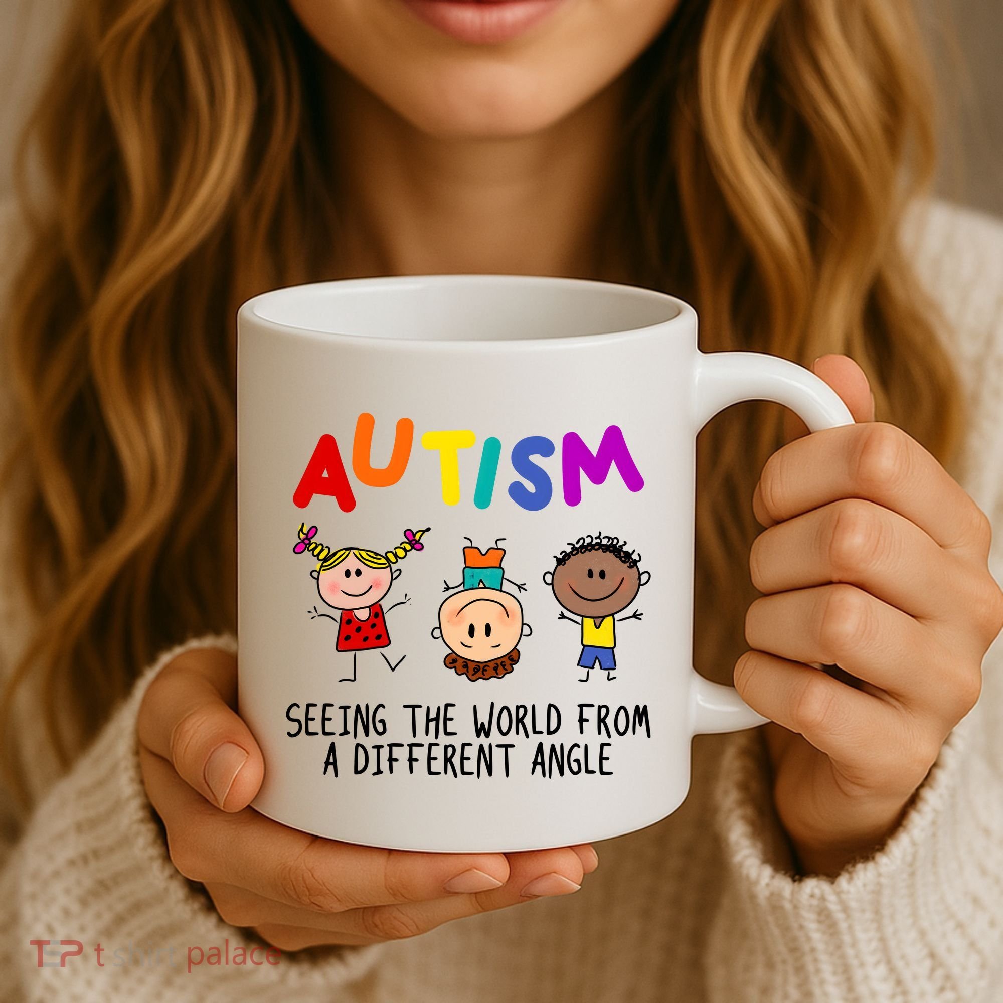 Autism Seeing The World From A Different Angle Cartoon Coffee Mug