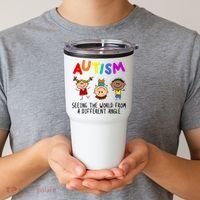Autism Seeing The World From A Different Angle Cartoon Tumbler thumb 2