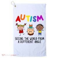 Autism Seeing The World From A Different Angle Cartoon Golf Towel thumb 0