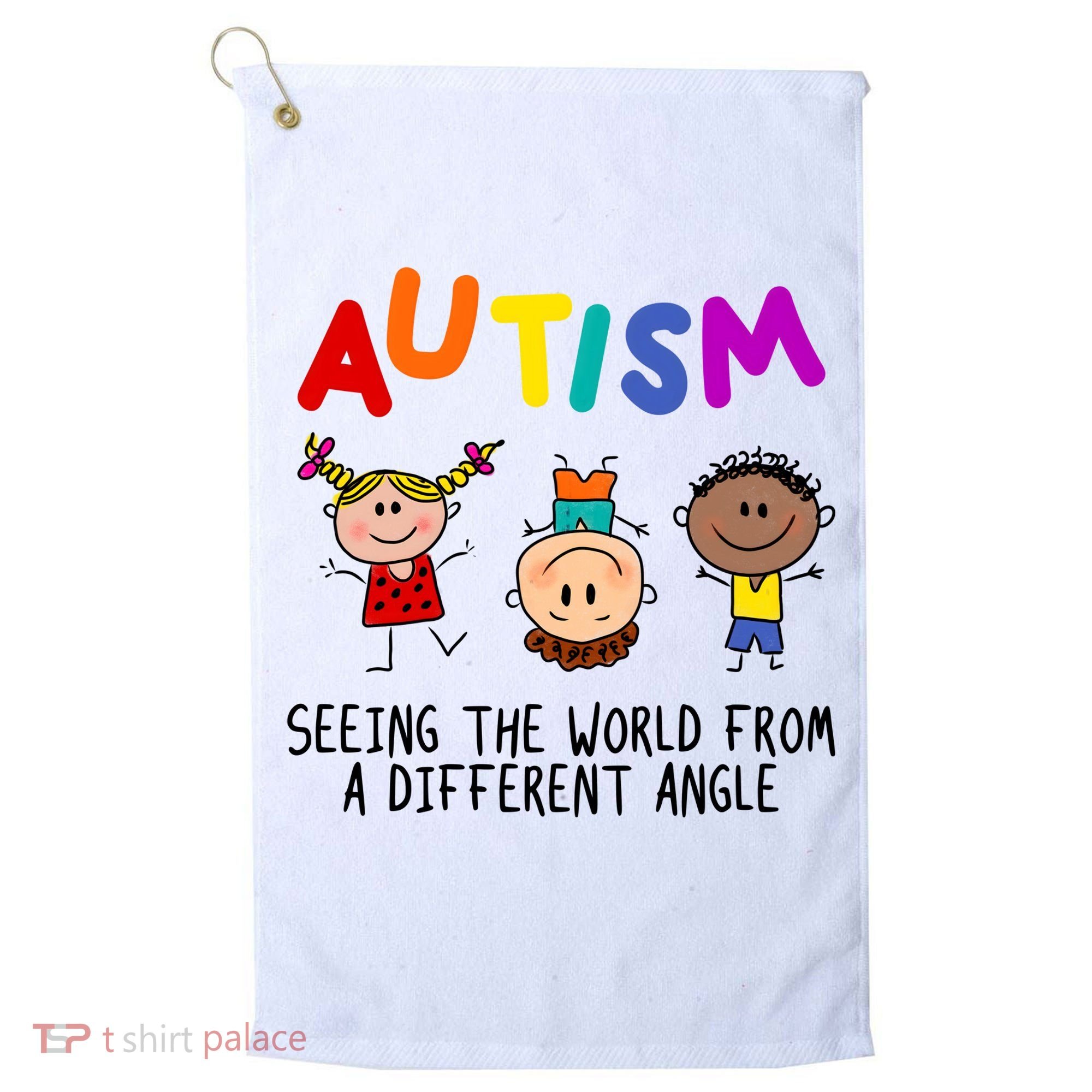 Autism Seeing The World From A Different Angle Cartoon Golf Towel