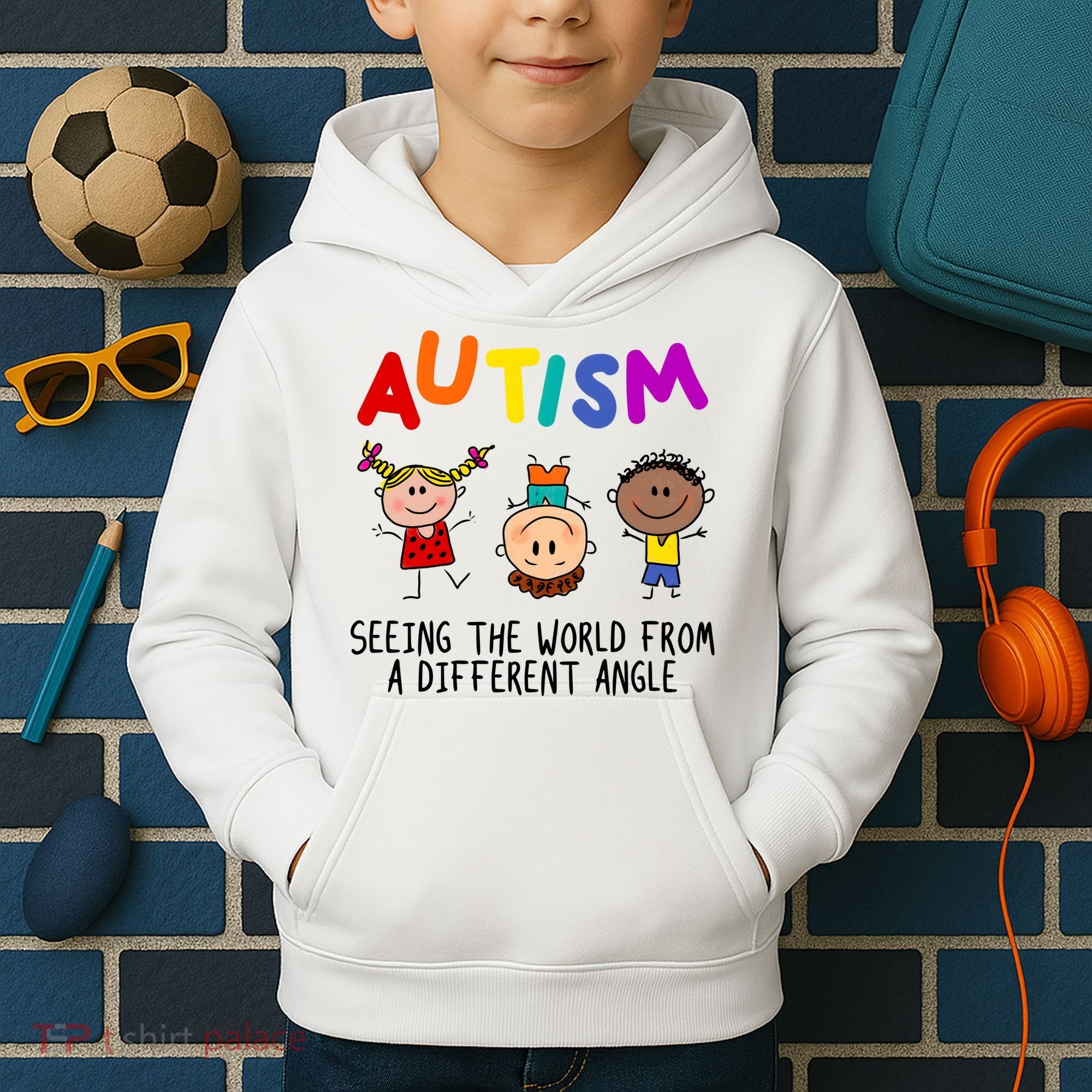 Autism Seeing The World From A Different Angle Cartoon Kids Hoodie