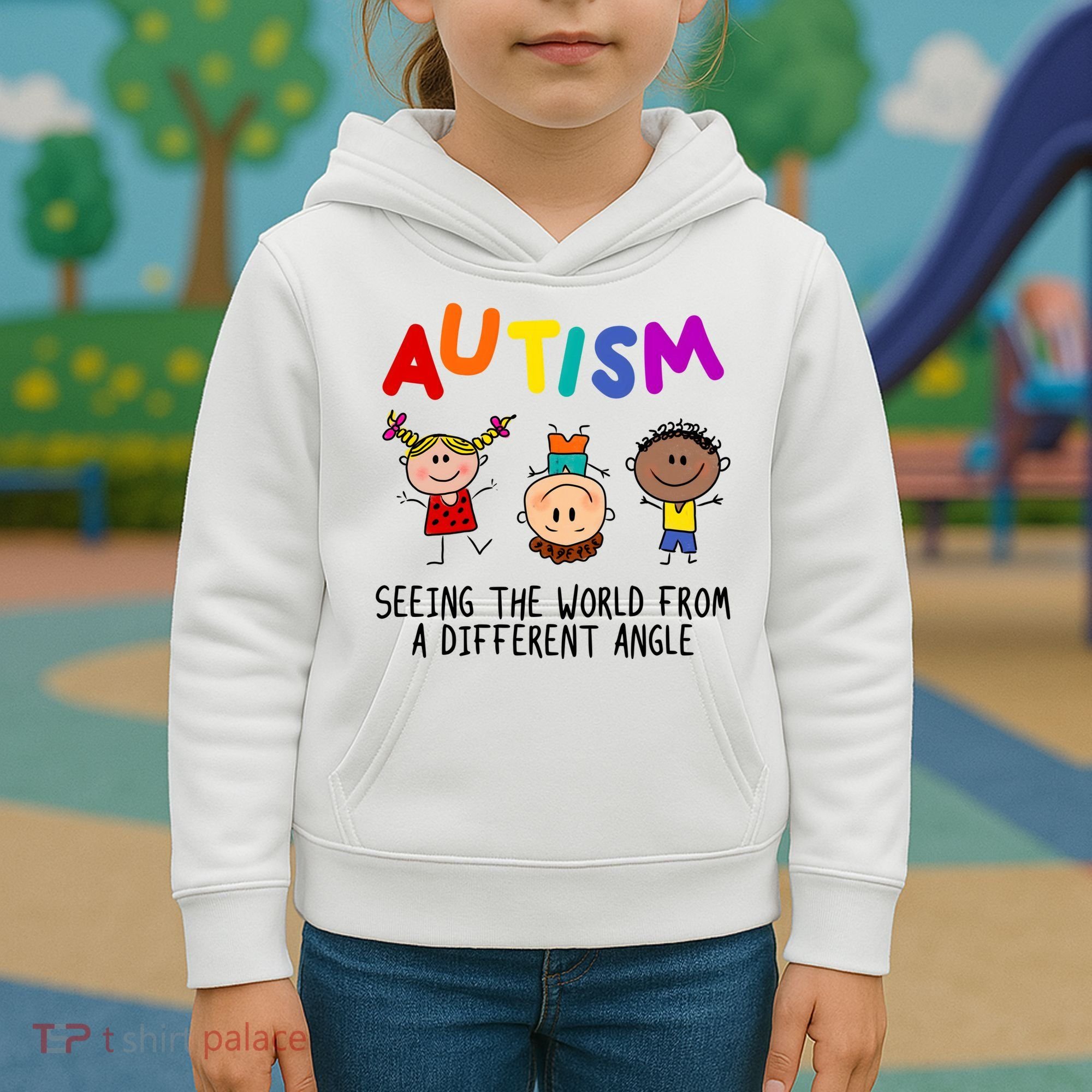 Autism Seeing The World From A Different Angle Cartoon Kids Hoodie