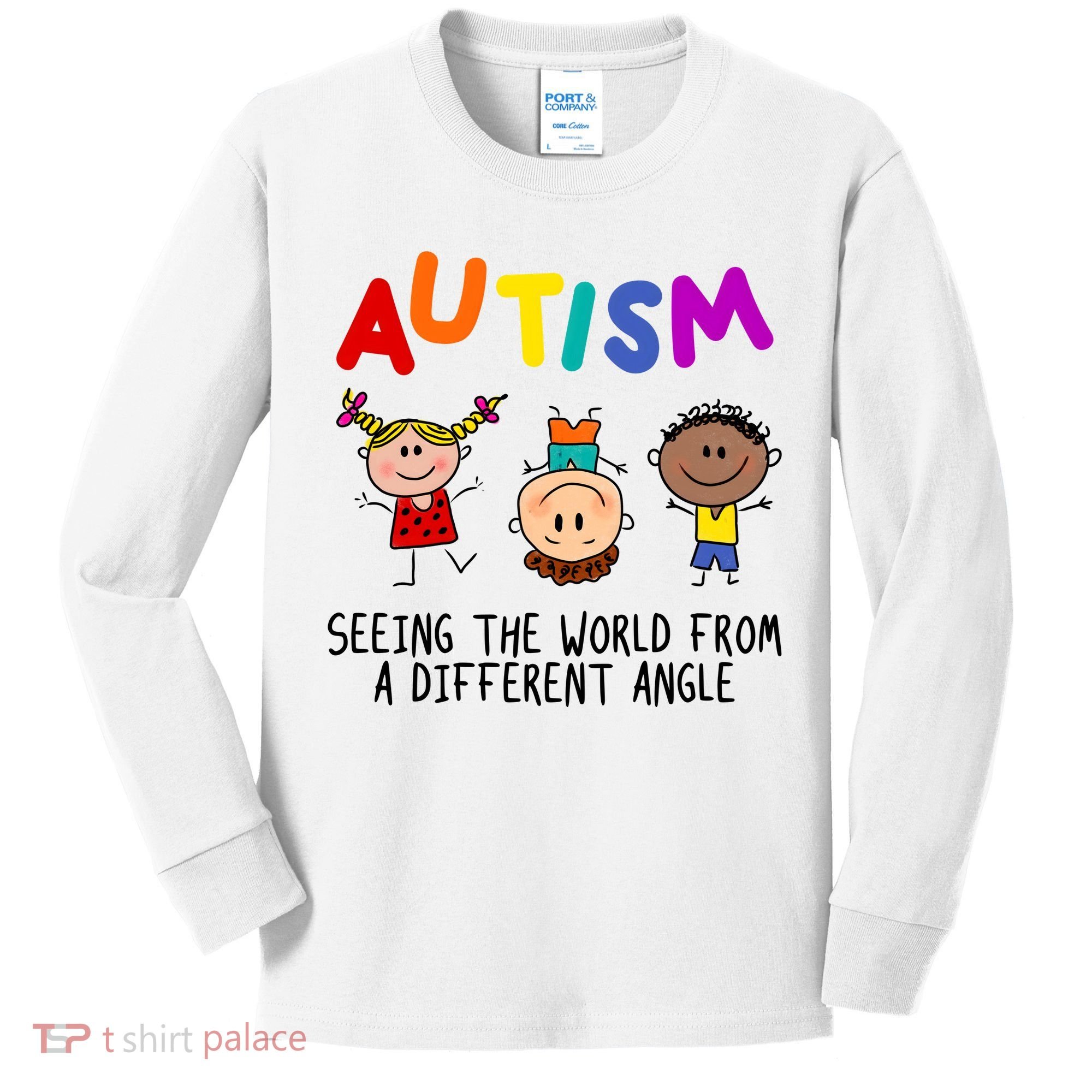 Autism Seeing The World From A Different Angle Cartoon Kids Long Sleeve Shirt