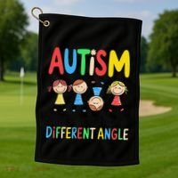 Autism Seeing The World From A Different Angle Autism Golf Towel thumb 1