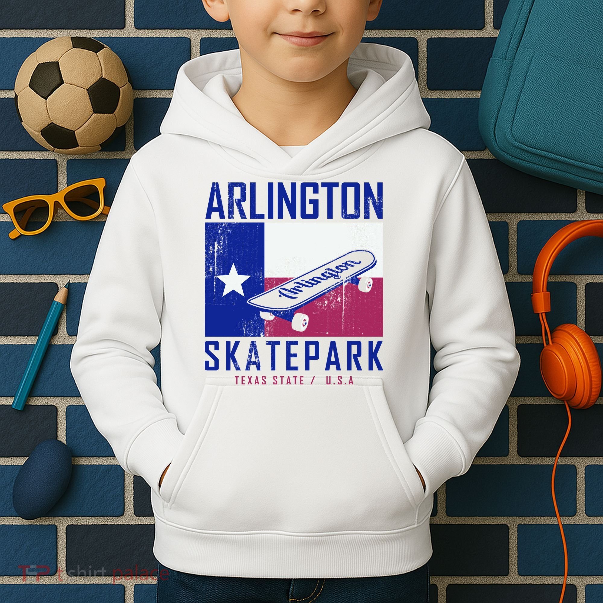 Arlington Skatepark Texas Kids Hoodie
