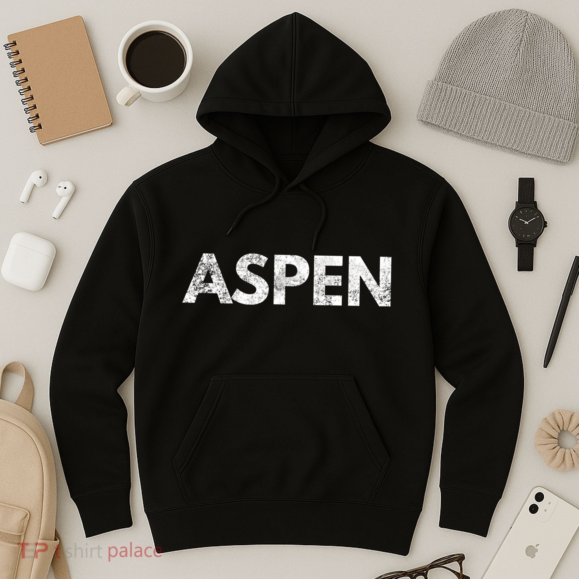 Aspen Skiing Text Hoodie