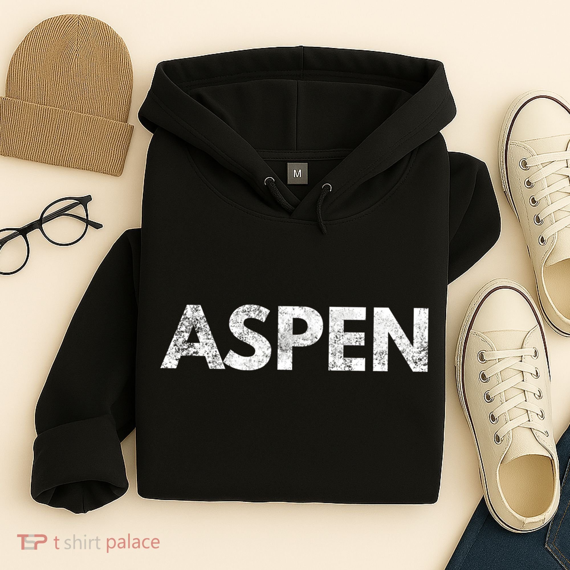 Aspen Skiing Text Hoodie