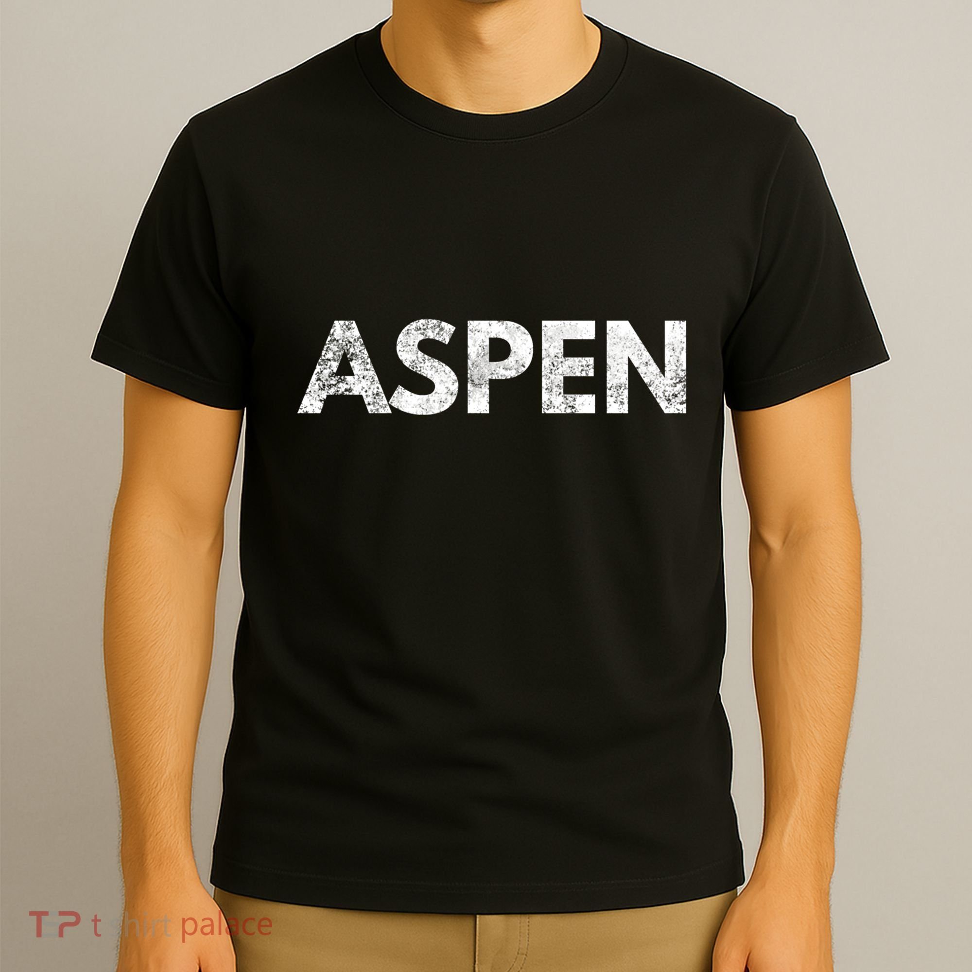 Aspen Skiing Text T-Shirt