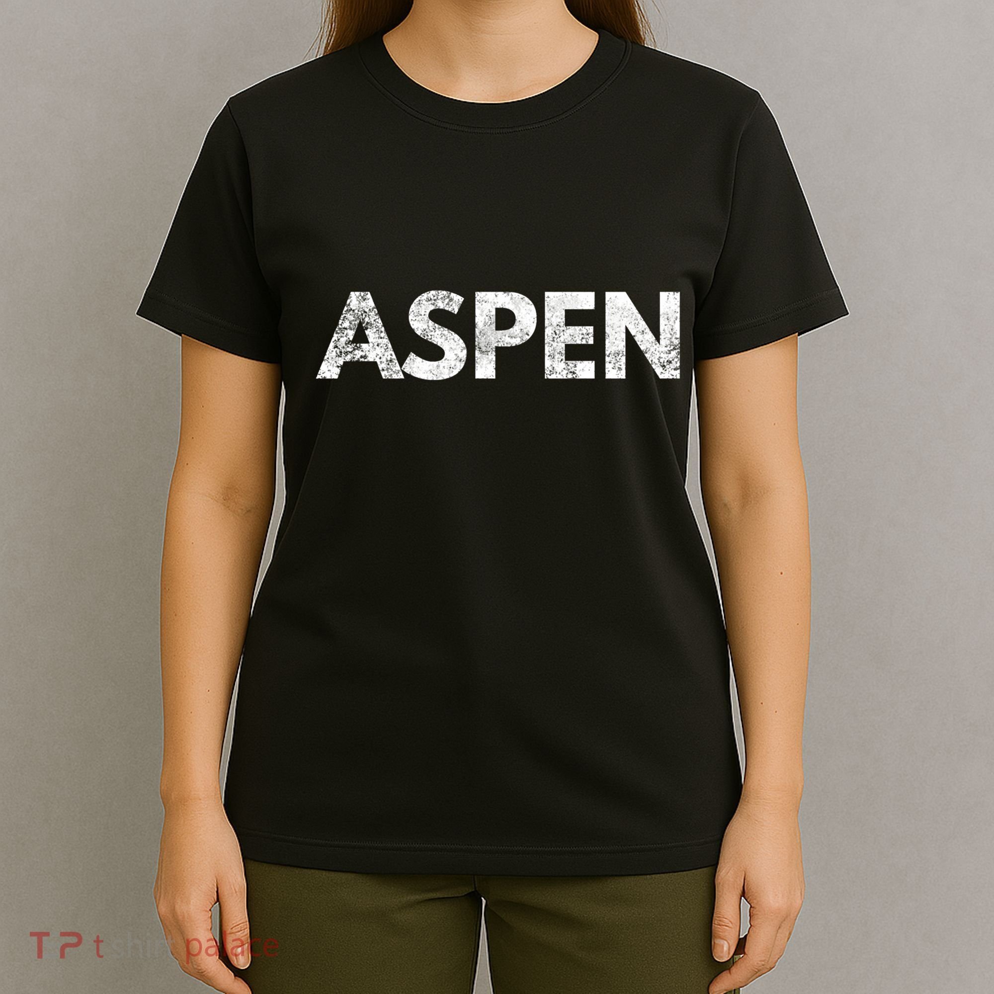 Aspen Skiing Text T-Shirt