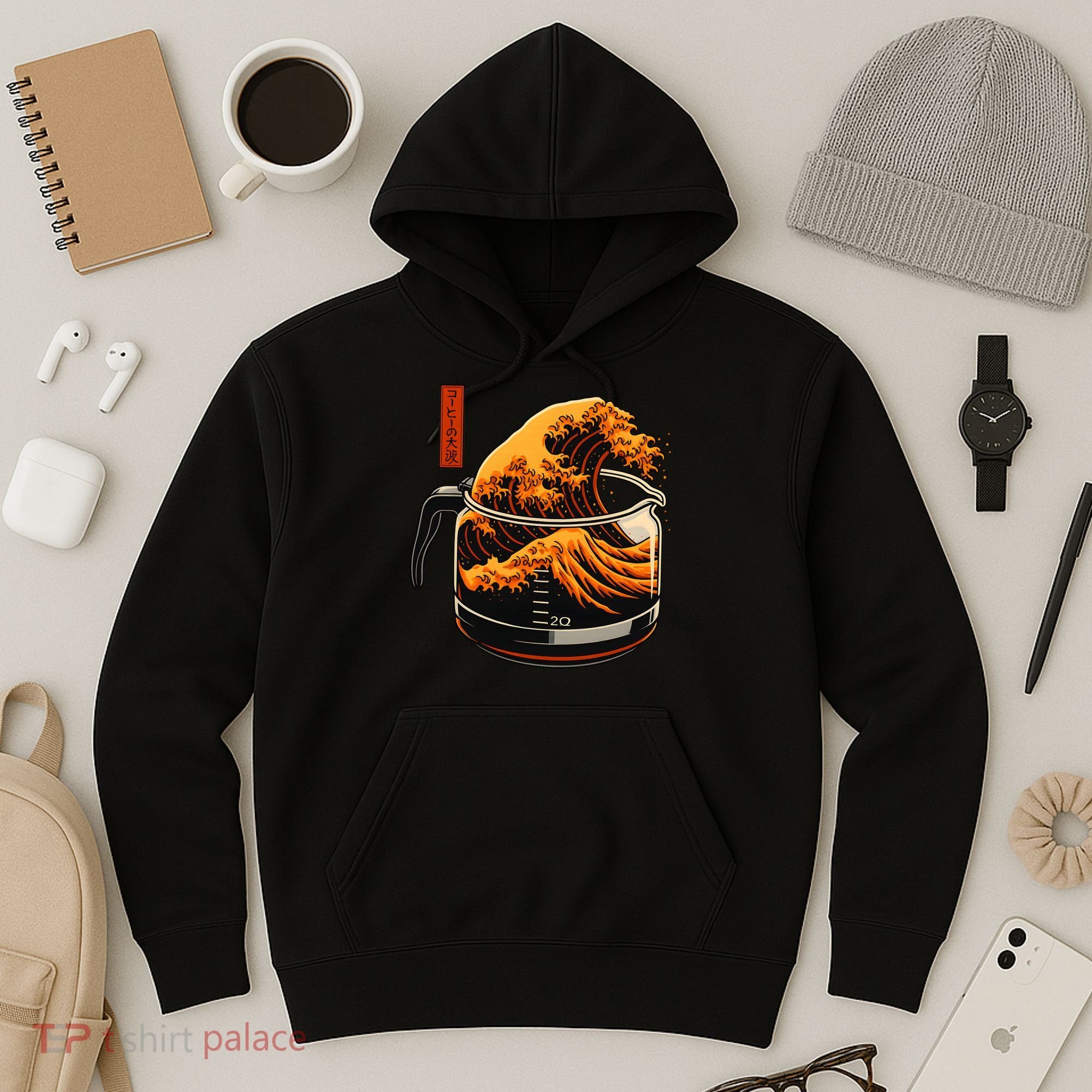Anime Style: The Great Wave Of Coffee Hoodie