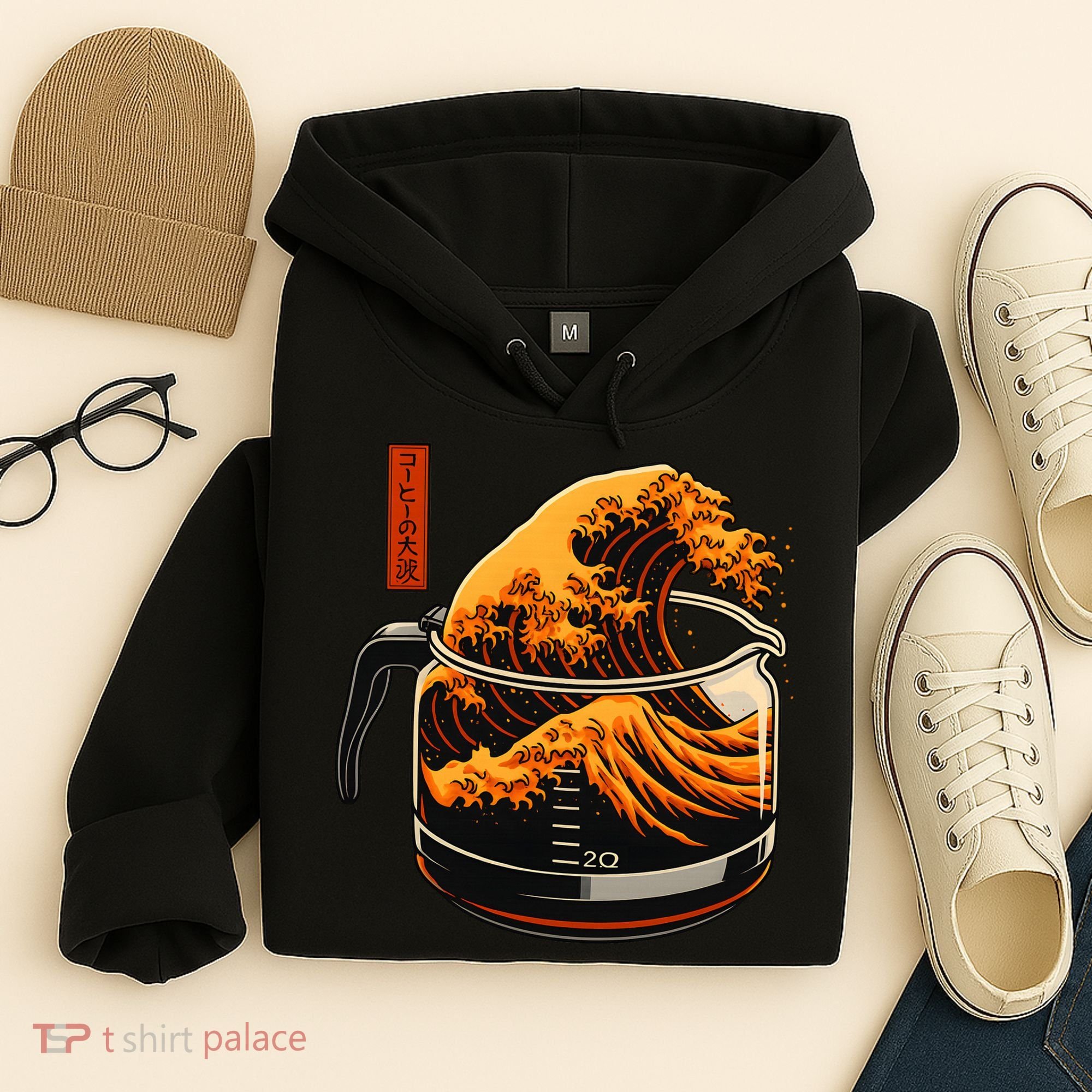 Anime Style: The Great Wave Of Coffee Hoodie