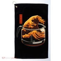 Anime Style: The Great Wave Of Coffee Golf Towel thumb 0