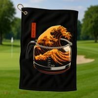 Anime Style: The Great Wave Of Coffee Golf Towel thumb 1