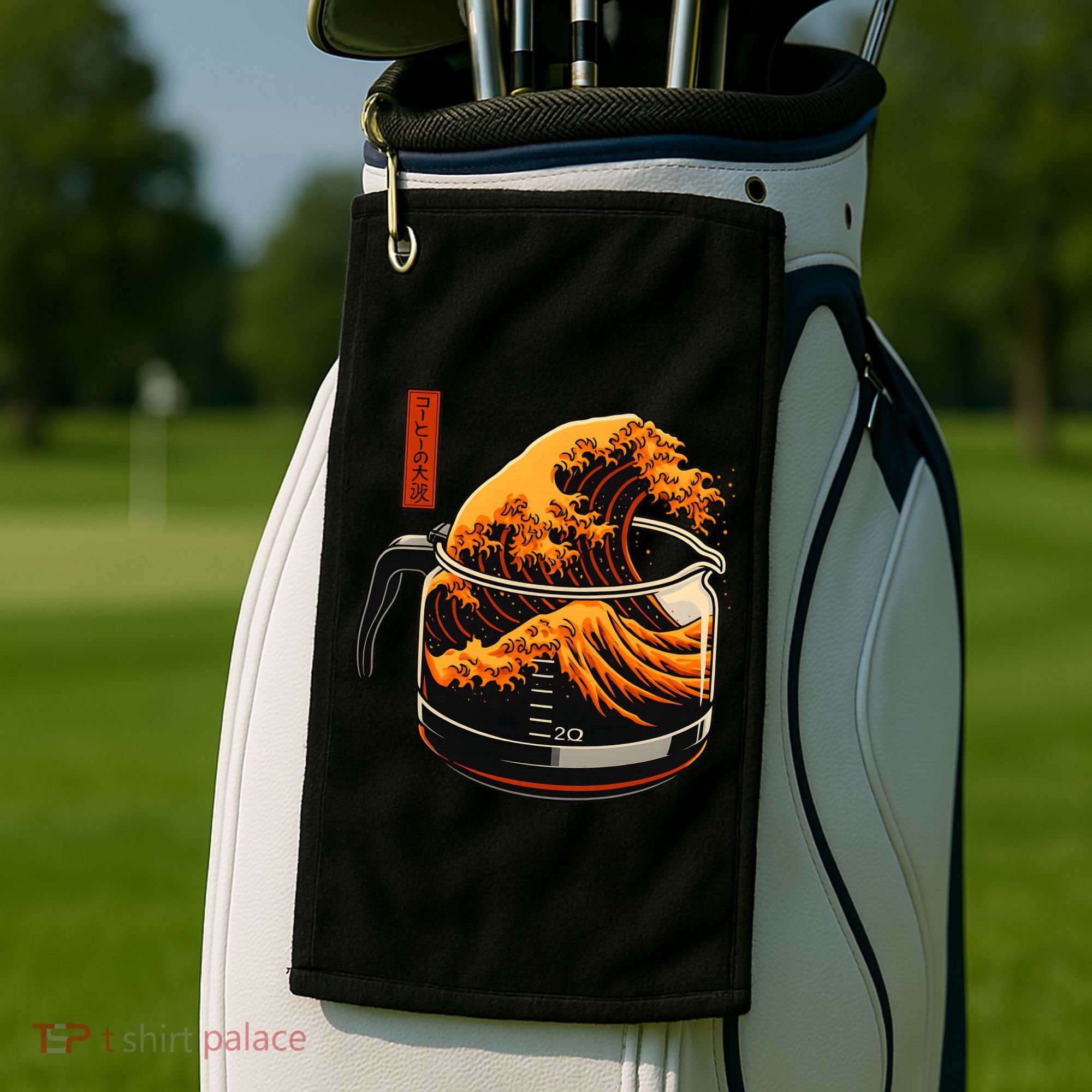 Anime Style: The Great Wave Of Coffee Golf Towel