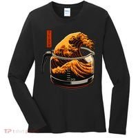 Anime Style: The Great Wave Of Coffee Women's Long Sleeve Shirt thumb 0