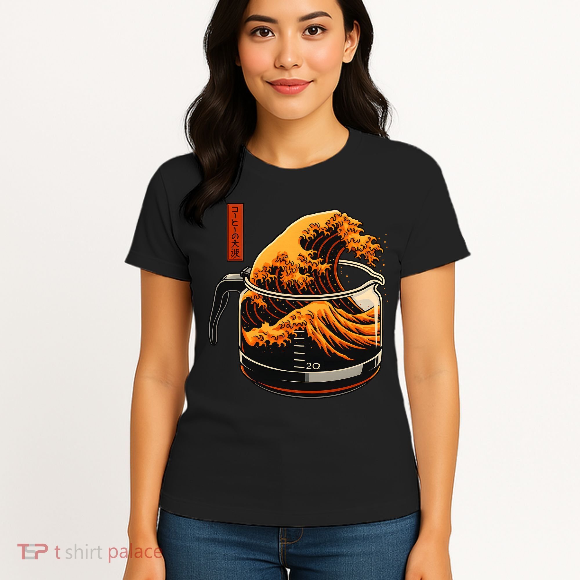 Anime Style: The Great Wave Of Coffee Women's T-Shirt