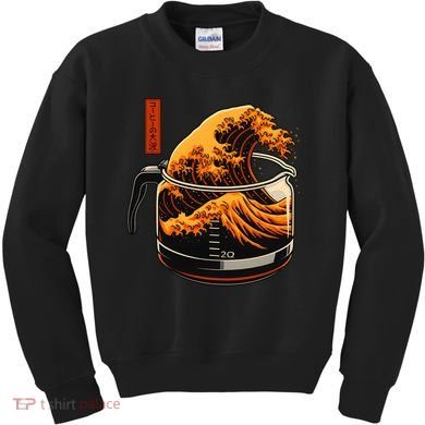 Anime Style: The Great Wave Of Coffee Kids Sweatshirt
