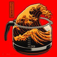 Anime Style: The Great Wave Of Coffee Santa Hat thumb 1
