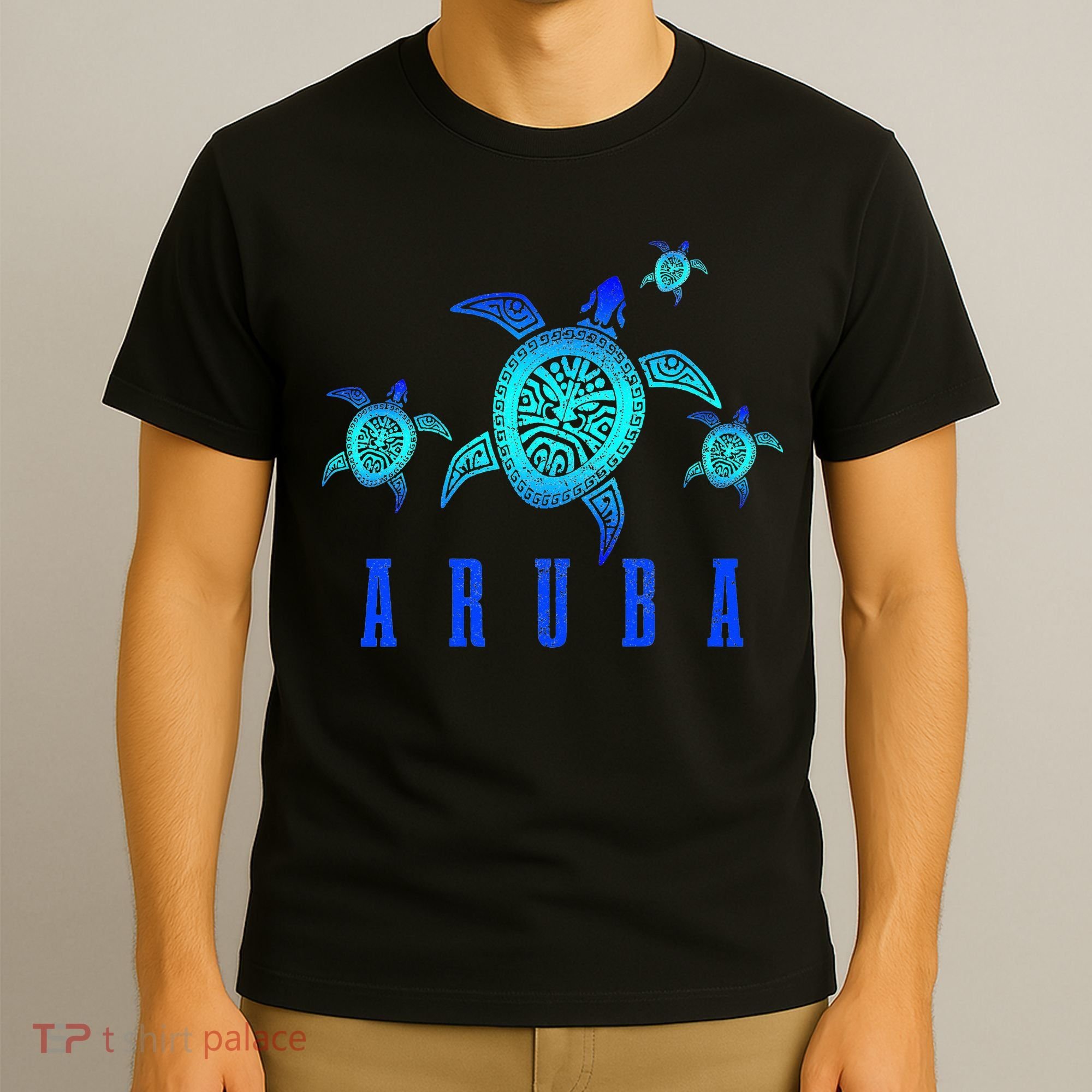 Aruba Sea Turtle Tribal Pattern Scuba Diving Diver Aruba T-Shirt