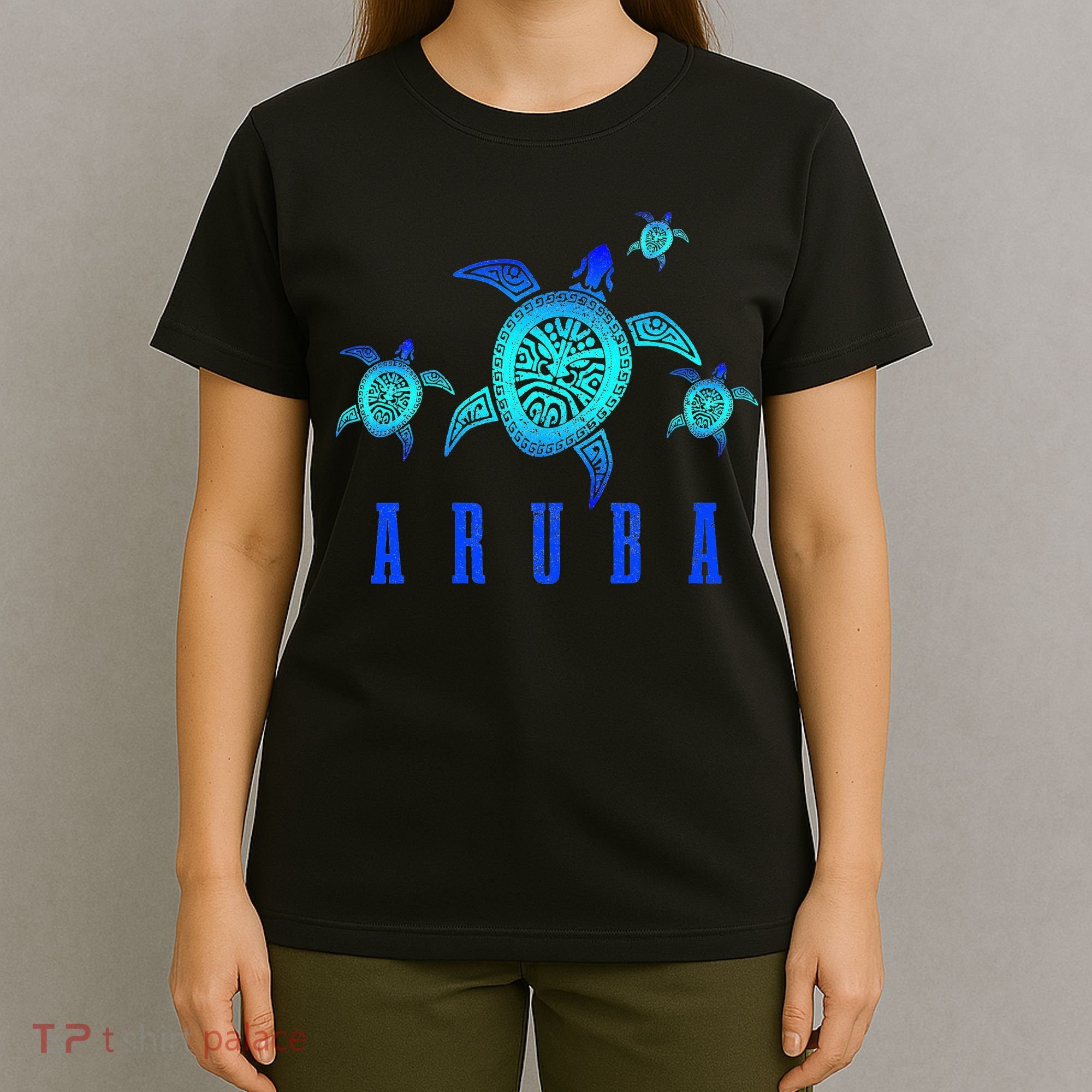 Aruba Sea Turtle Tribal Pattern Scuba Diving Diver Aruba T-Shirt