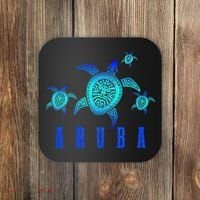 Aruba Sea Turtle Tribal Pattern Scuba Diving Diver Aruba Coaster thumb 0