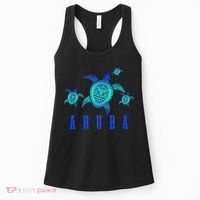 Aruba Sea Turtle Tribal Pattern Scuba Diving Diver Aruba Women's Tank Top thumb 0