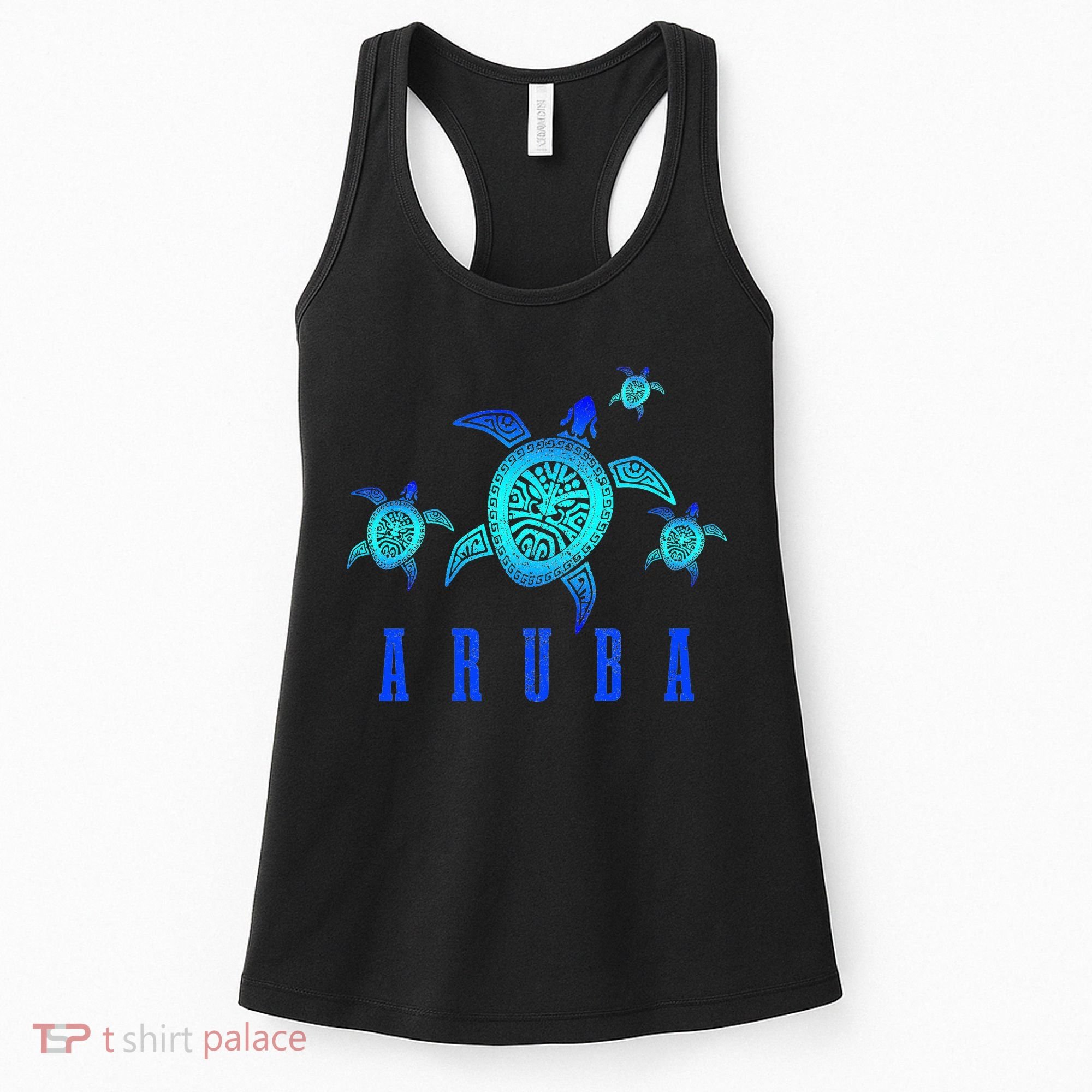 Aruba Sea Turtle Tribal Pattern Scuba Diving Diver Aruba Women's Tank Top