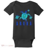 Aruba Sea Turtle Tribal Pattern Scuba Diving Diver Aruba Baby Bodysuit thumb 0