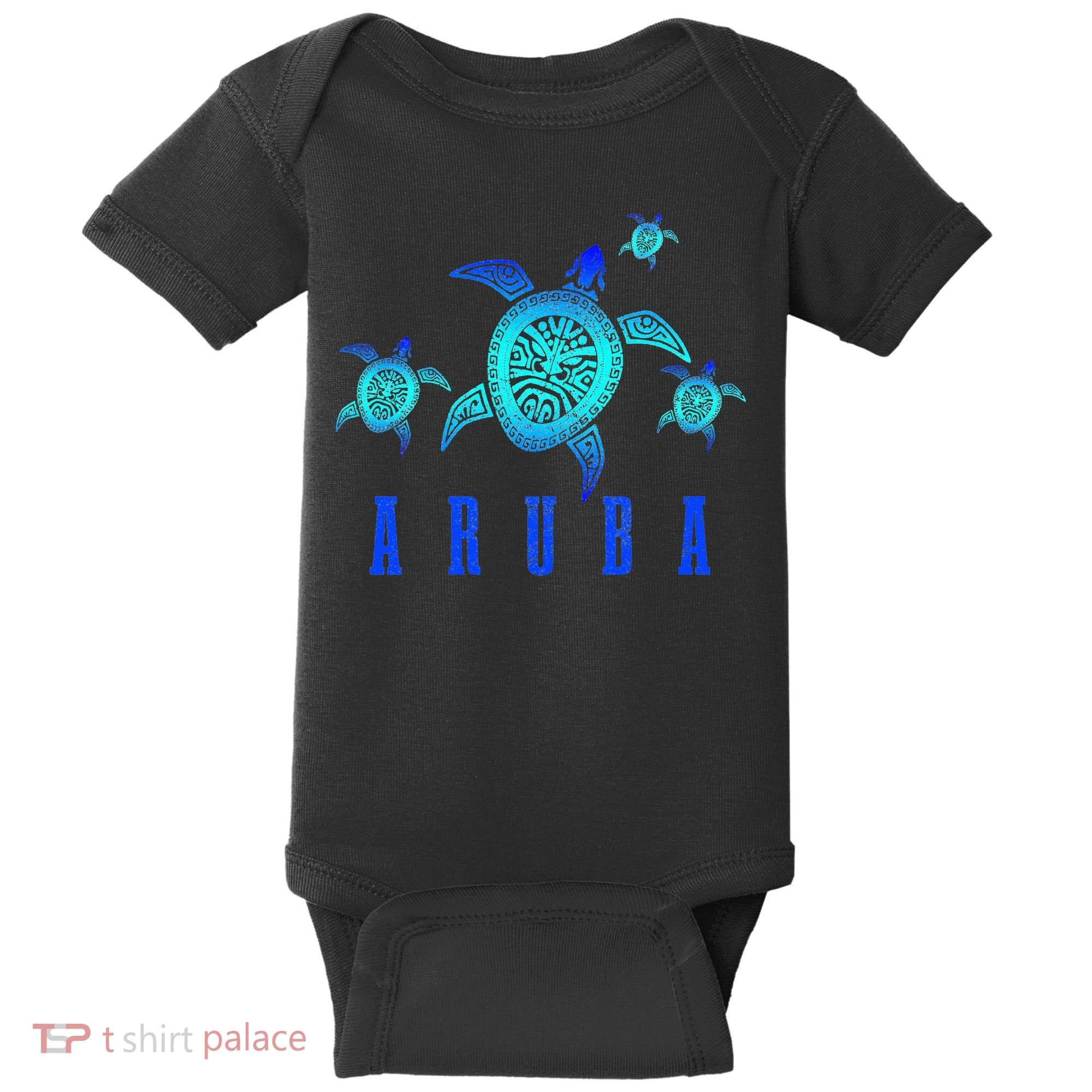 Aruba Sea Turtle Tribal Pattern Scuba Diving Diver Aruba Baby Bodysuit
