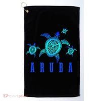 Aruba Sea Turtle Tribal Pattern Scuba Diving Diver Aruba Golf Towel thumb 0