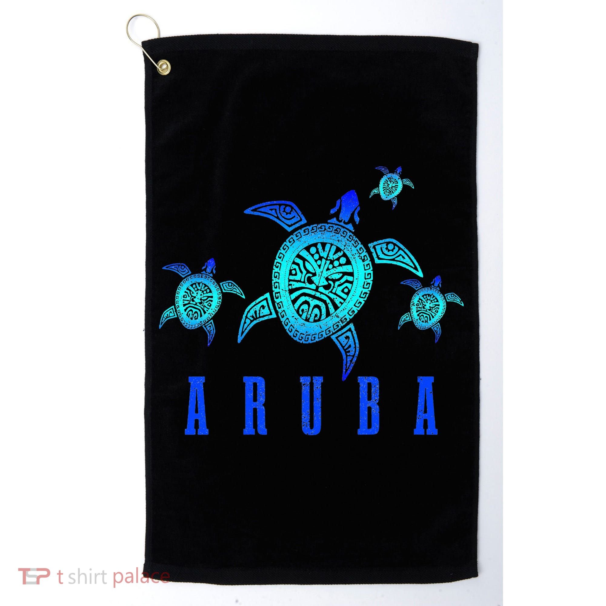 Aruba Sea Turtle Tribal Pattern Scuba Diving Diver Aruba Golf Towel