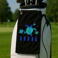 Aruba Sea Turtle Tribal Pattern Scuba Diving Diver Aruba Golf Towel thumb 2