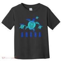 Aruba Sea Turtle Tribal Pattern Scuba Diving Diver Aruba Toddler T-Shirt thumb 0