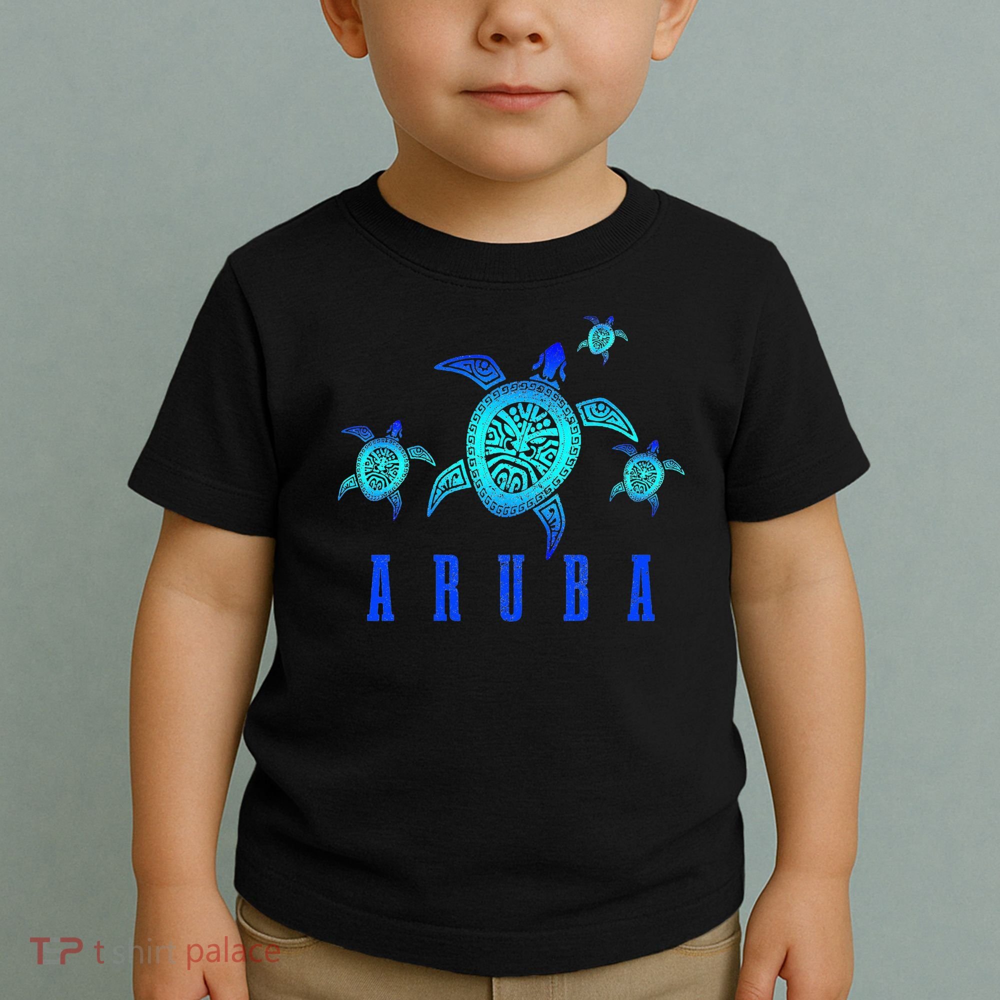 Aruba Sea Turtle Tribal Pattern Scuba Diving Diver Aruba Toddler T-Shirt