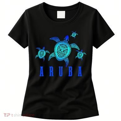 Aruba Sea Turtle Tribal Pattern Scuba Diving Diver Aruba Women's T-Shirt