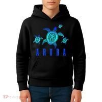 Aruba Sea Turtle Tribal Pattern Scuba Diving Diver Aruba Kids Hoodie thumb 4