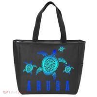 Aruba Sea Turtle Tribal Pattern Scuba Diving Diver Aruba Tote Bag thumb 0