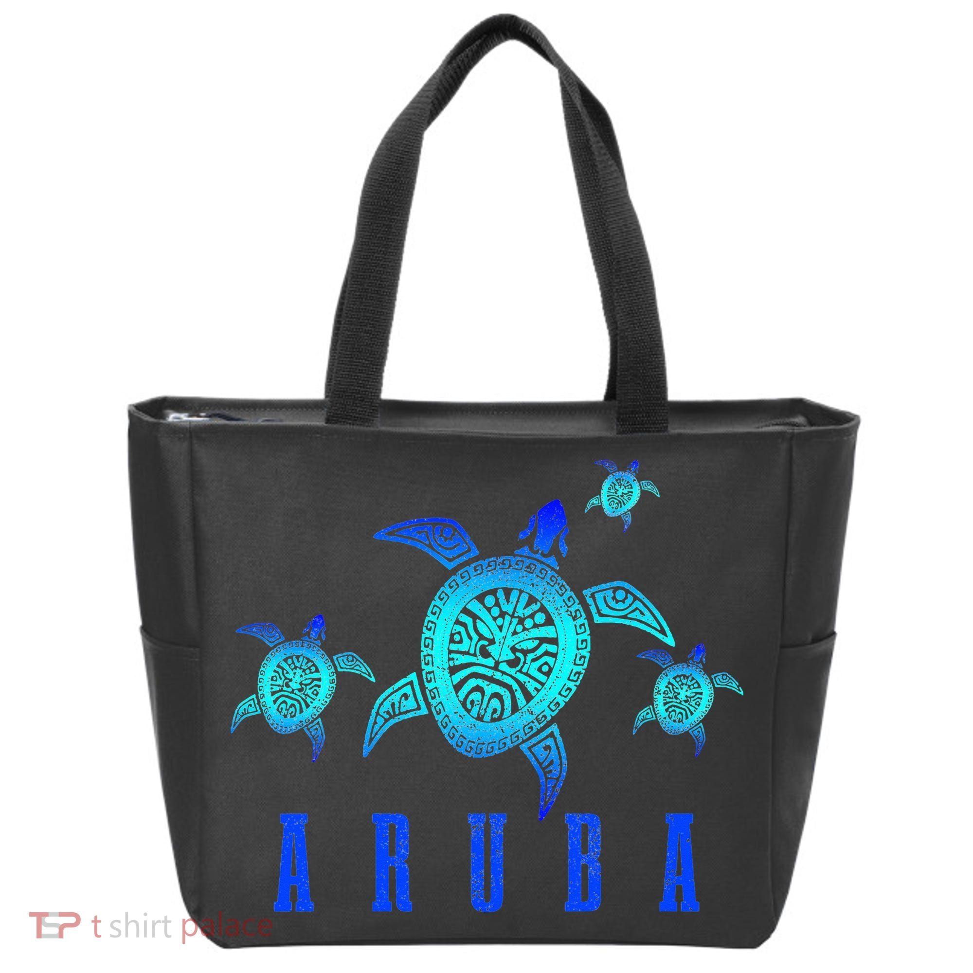 Aruba Sea Turtle Tribal Pattern Scuba Diving Diver Aruba Tote Bag