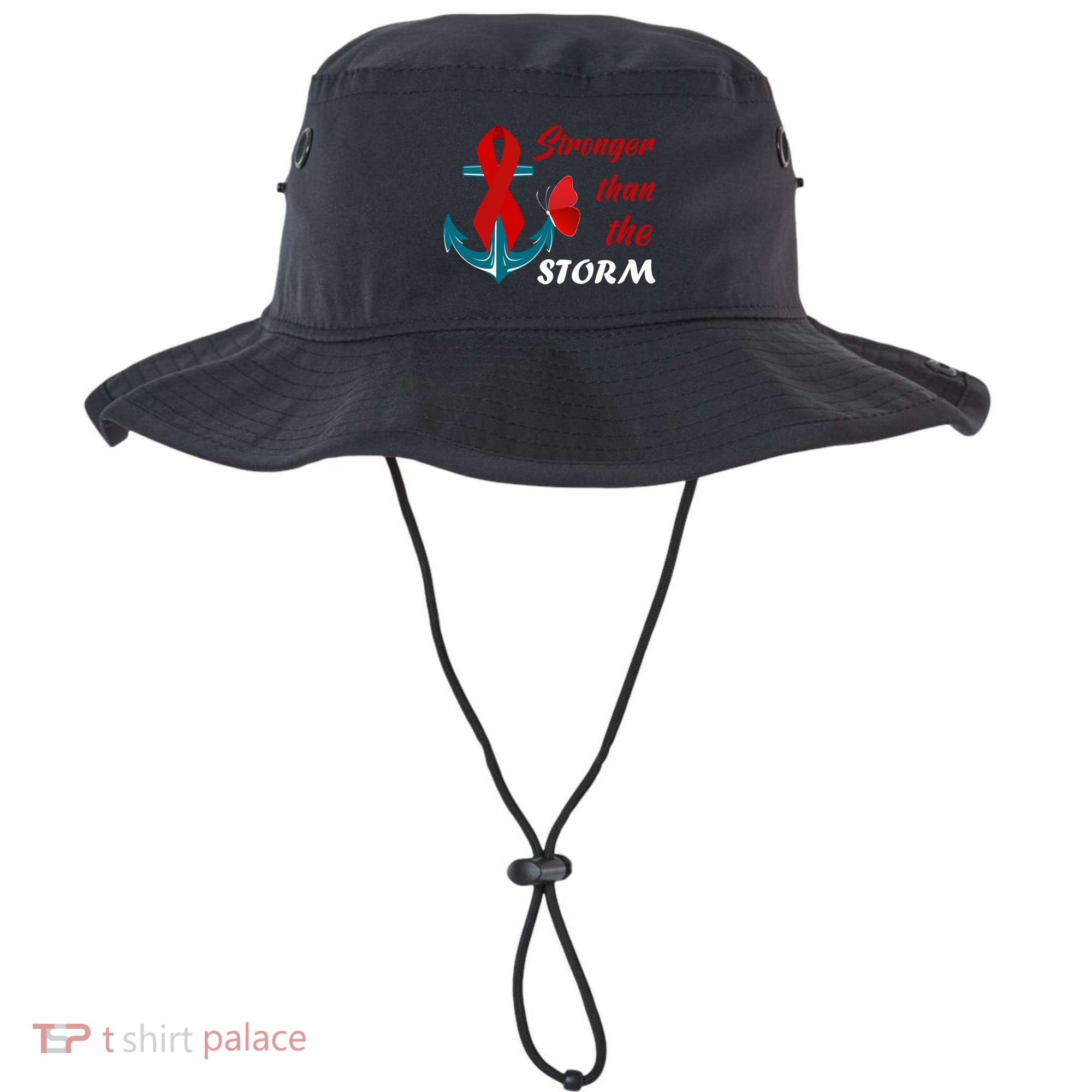 Anchor Stronger Than The Strom Red Ribbon World Aids Day Gift Bucket Hat