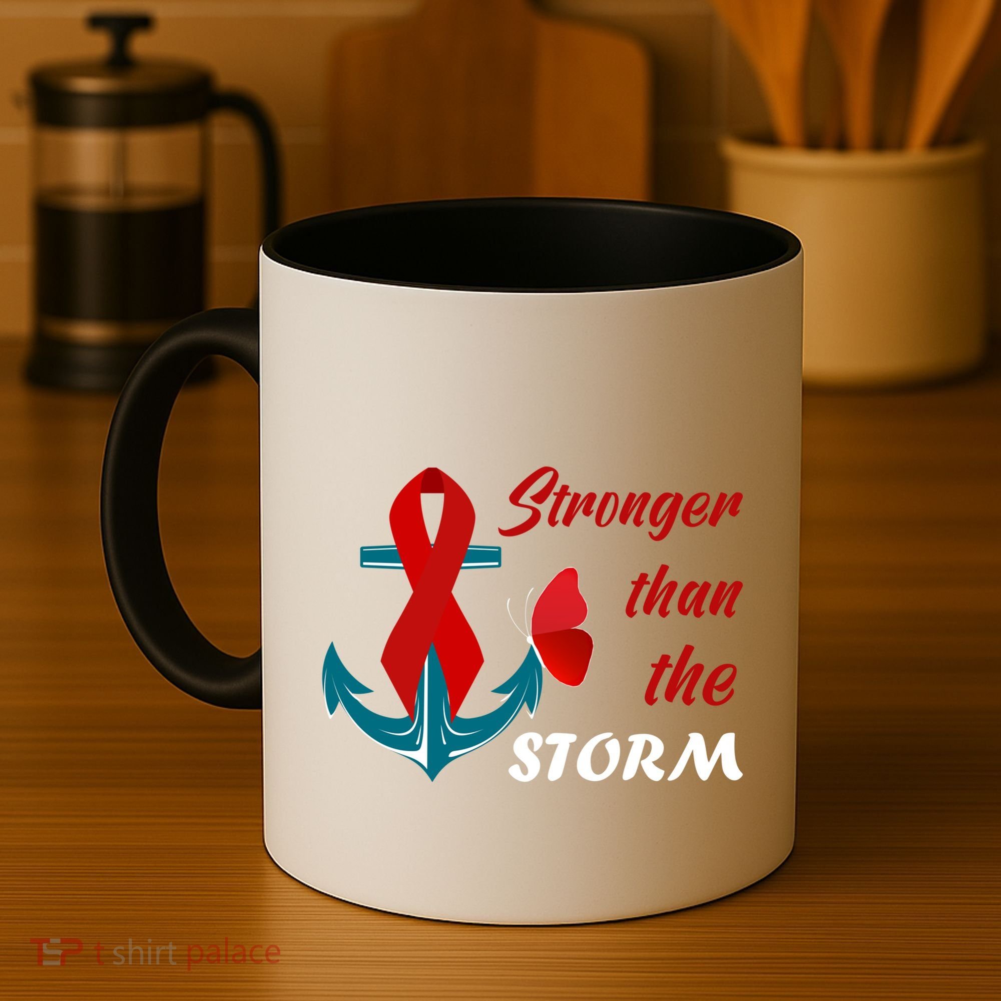 Anchor Stronger Than The Strom Red Ribbon World Aids Day Gift Coffee Mug