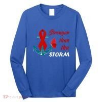 Anchor Stronger Than The Strom Red Ribbon World Aids Day Gift Long Sleeve Shirt thumb 0