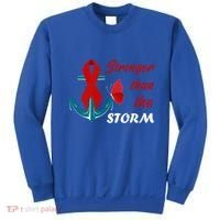 Anchor Stronger Than The Strom Red Ribbon World Aids Day Gift Sweatshirt thumb 0