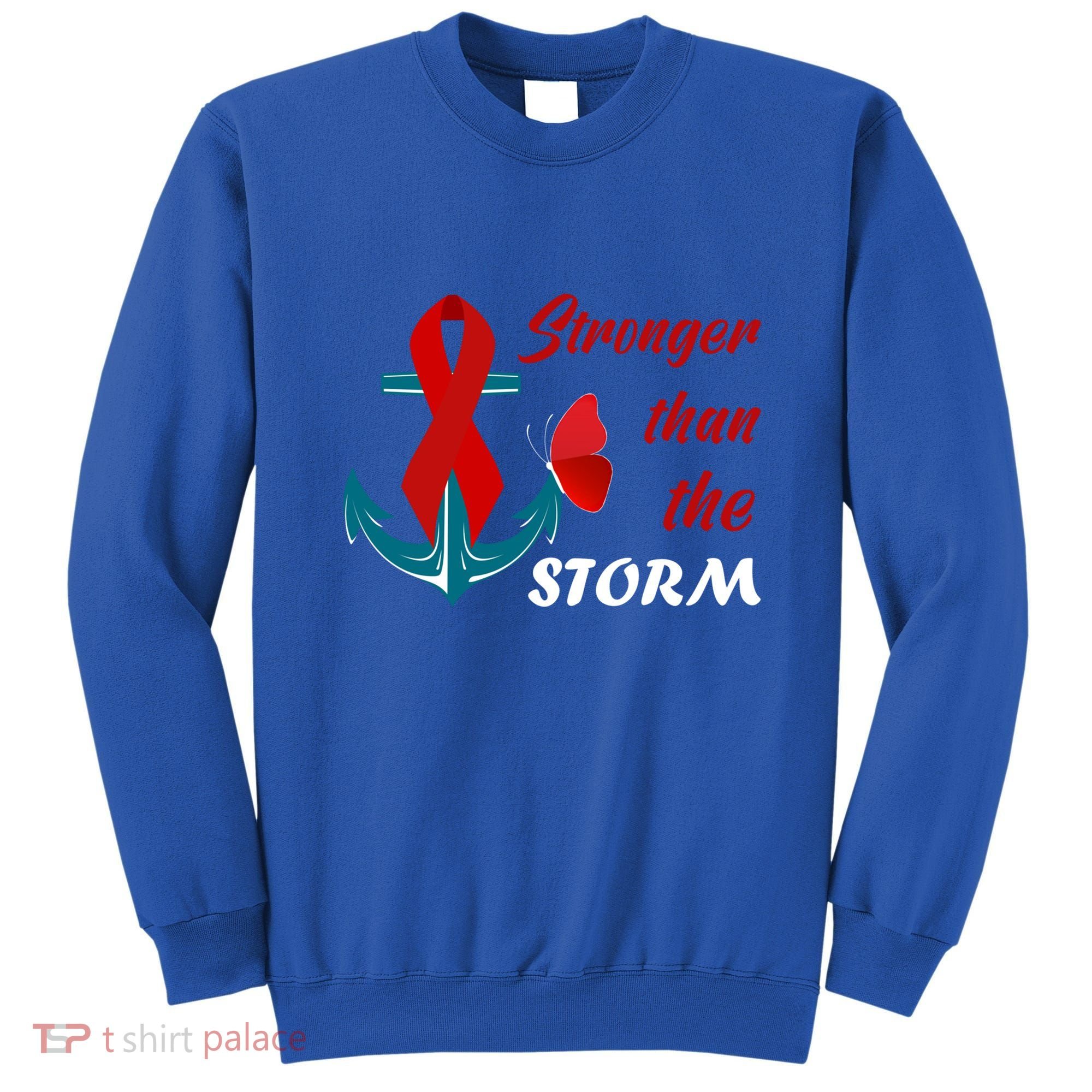 Anchor Stronger Than The Strom Red Ribbon World Aids Day Gift Sweatshirt