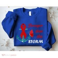 Anchor Stronger Than The Strom Red Ribbon World Aids Day Gift Sweatshirt thumb 2
