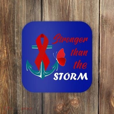 Anchor Stronger Than The Strom Red Ribbon World Aids Day Gift Coaster