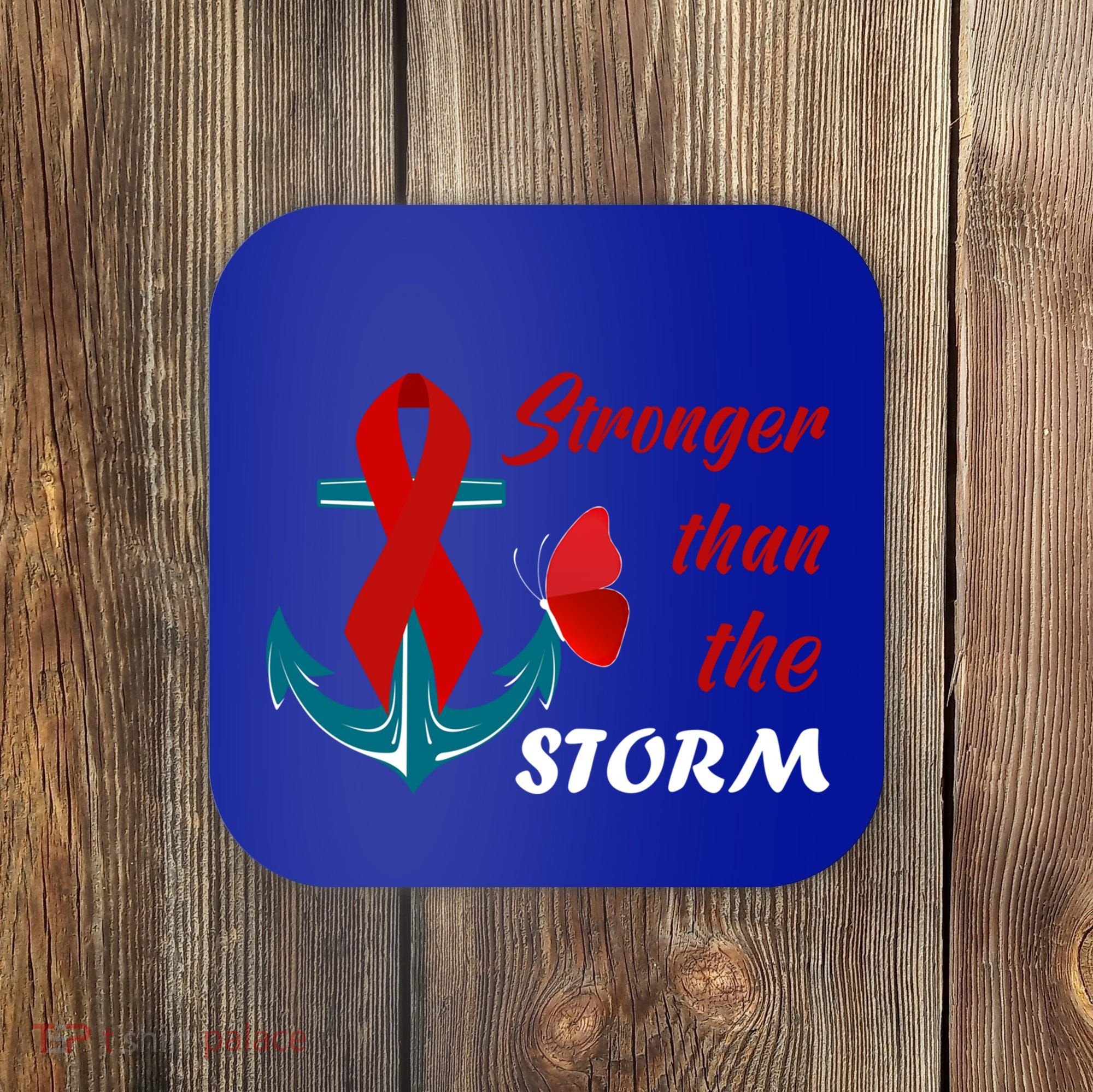 Anchor Stronger Than The Strom Red Ribbon World Aids Day Gift Coaster